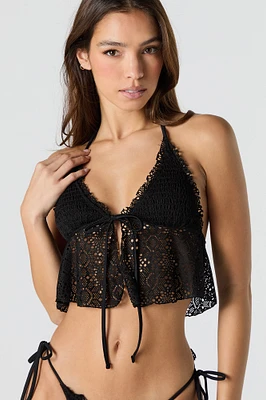Haut de bikini triangulaire avec liséré crocheté