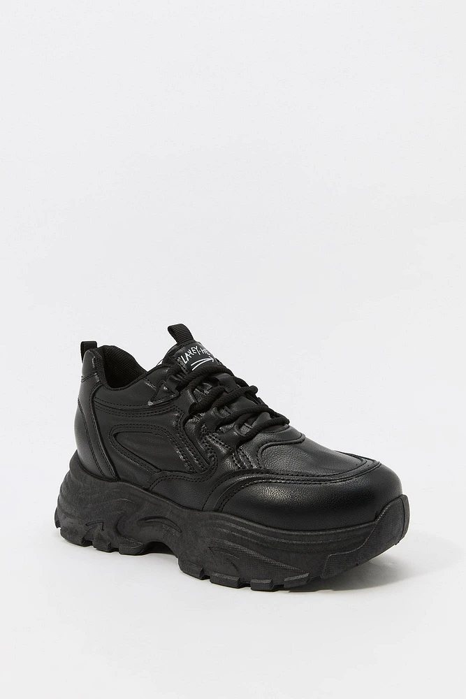 Faux Leather Chunky Platform Sneaker