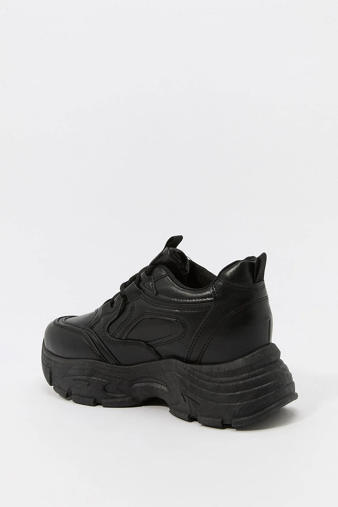 Faux Leather Chunky Platform Sneaker