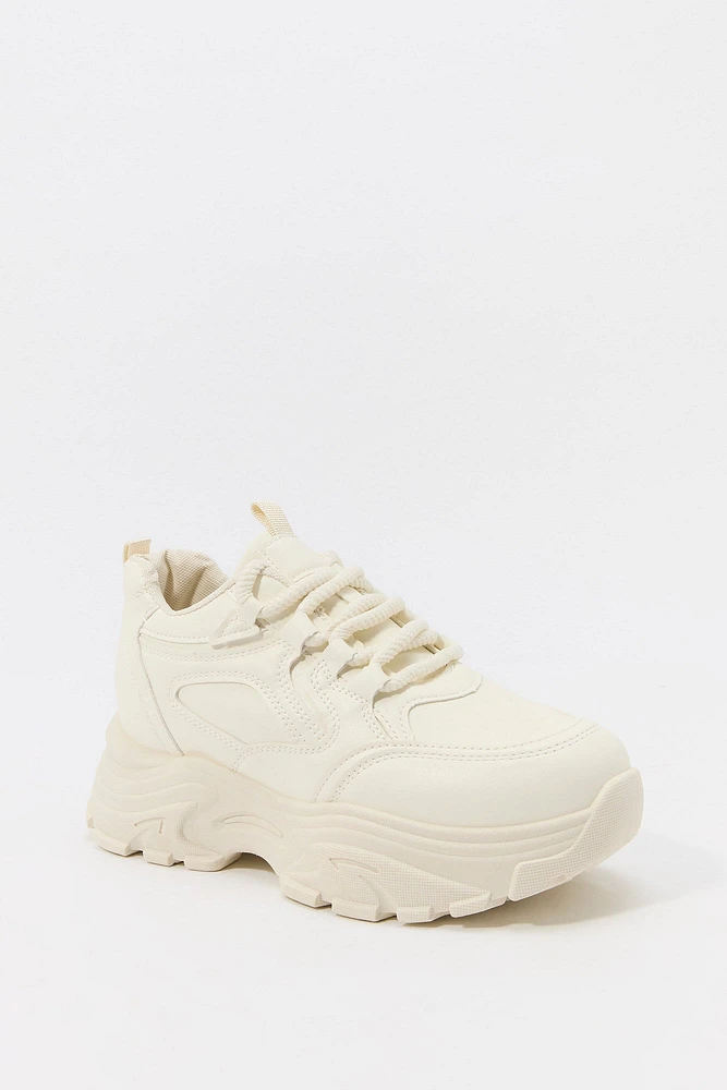 Faux Leather Chunky Platform Sneaker