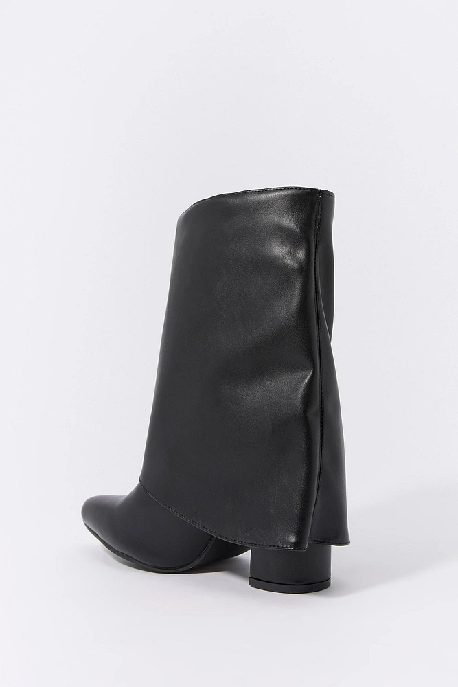 Faux Leather Foldover Shaft Boot