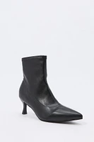 Faux-Leather Pointed Toe Kitten Heel