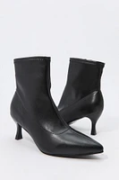 Faux-Leather Pointed Toe Kitten Heel