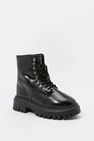 Bottes en similicuir à talon plateforme