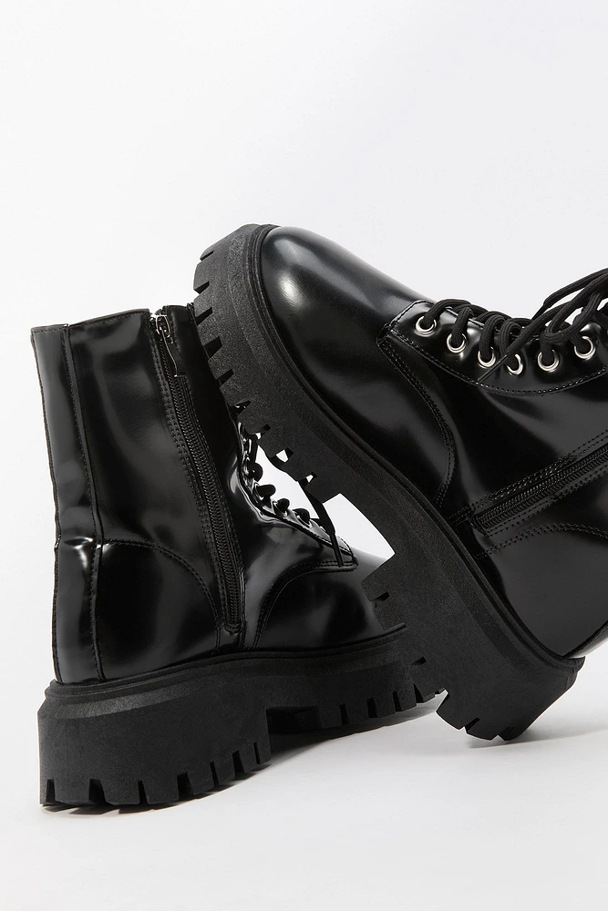 Bottes en similicuir à talon plateforme