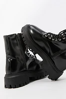 Bottes en similicuir à talon plateforme