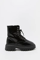 Bottes en similicuir à talon plateforme