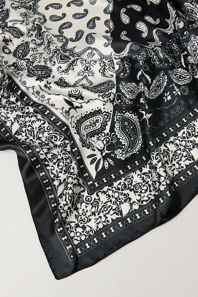 Paisley Print Satin Multiway Scarf