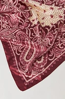 charpe multifaçons en satin avec motif cachemire