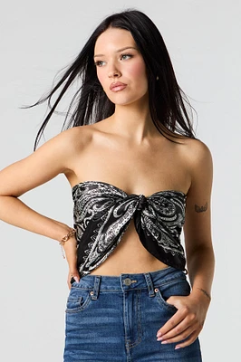 charpe multifaçons en satin avec motif cachemire