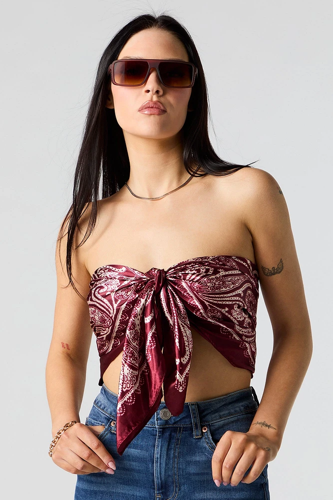charpe multifaçons en satin avec motif cachemire