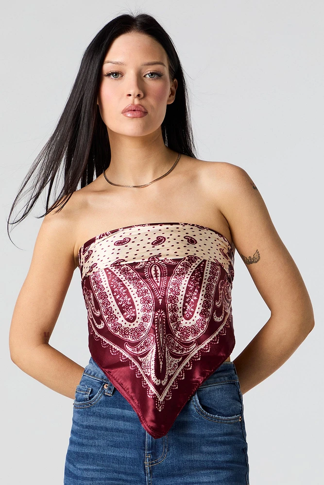 charpe multifaçons en satin avec motif cachemire