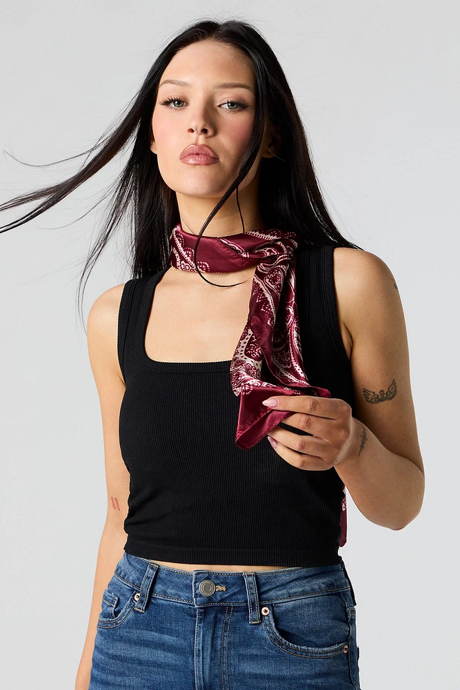 charpe multifaçons en satin avec motif cachemire