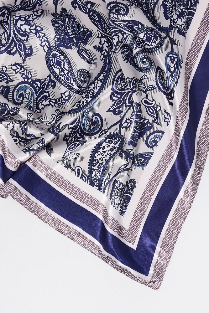 Paisley Border Print Satin Multiway Scarf