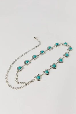 Blue Stone Heart Chain Belt