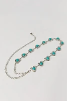 Blue Stone Heart Chain Belt