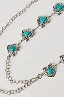 Blue Stone Heart Chain Belt