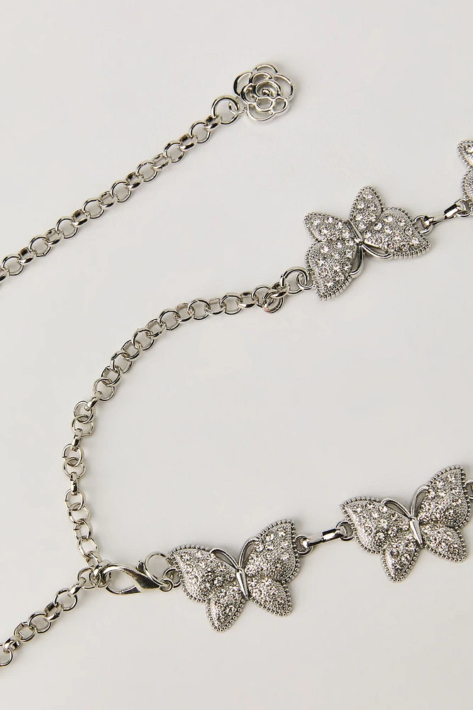Ceinture en chaîne avec papillon pierres du Rhin