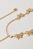 Rhinestone Butterfly Chain Belt
