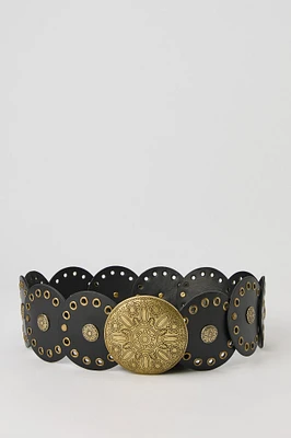 Faux-Leather Medallion Belt