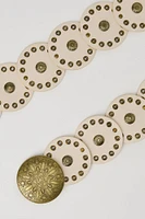 Faux-Leather Medallion Belt