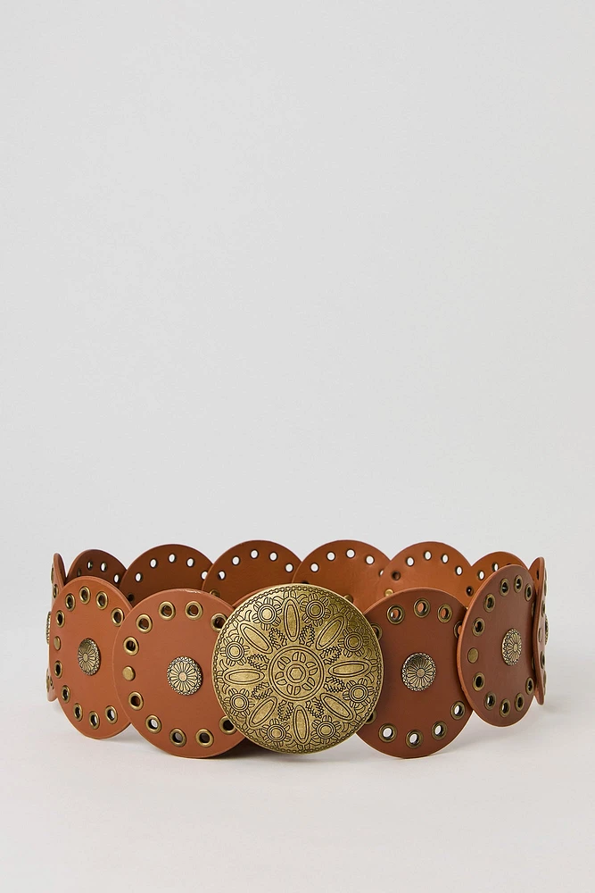 Ceinture en similicuir avec médaillon