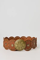 Ceinture en similicuir avec médaillon