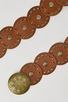 Ceinture en similicuir avec médaillon