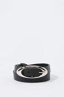 Faux Leather Oval Buckle Belt