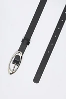 Faux Leather Oval Buckle Belt