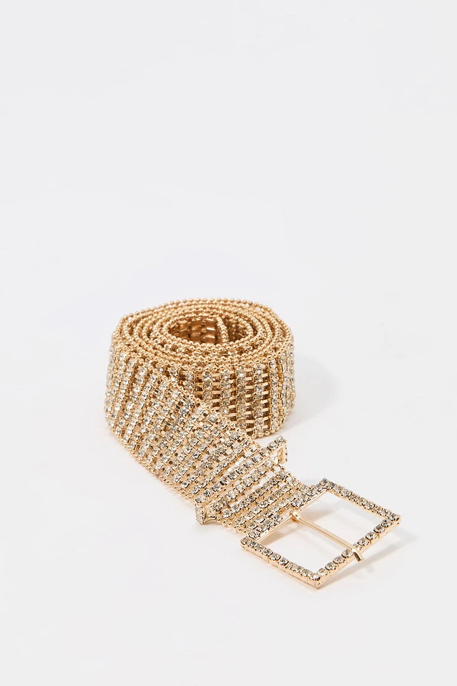 Ceinture à boucle carrée garnie de pierres du Rhin