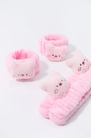 3D Pig Spa Headband and Wristband Set