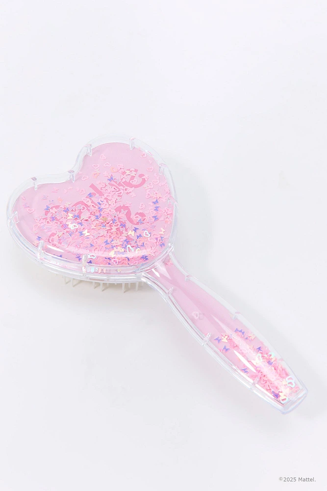 Brosse Barbie™ en forme de  coeur avec confettis