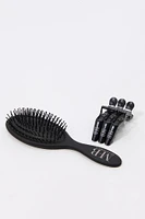 Ensemble de brosse et pinces Ã  cheveux (4 piÃ¨ces)