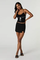 Ribbed Knit Drawstring Trim Tank