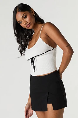 Débardeur en tricot côtelé avec liséré et taille coulissante