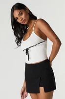 Débardeur en tricot côtelé avec liséré et taille coulissante