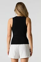 Ribbed Knit Keyhole Cut-Out Tank