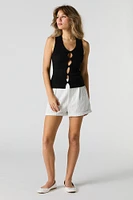 Ribbed Knit Keyhole Cut-Out Tank