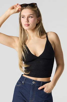 Crochet Knit V-Neck Cami