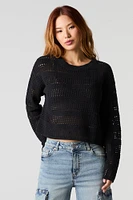 Open Knit Crewneck Sweater