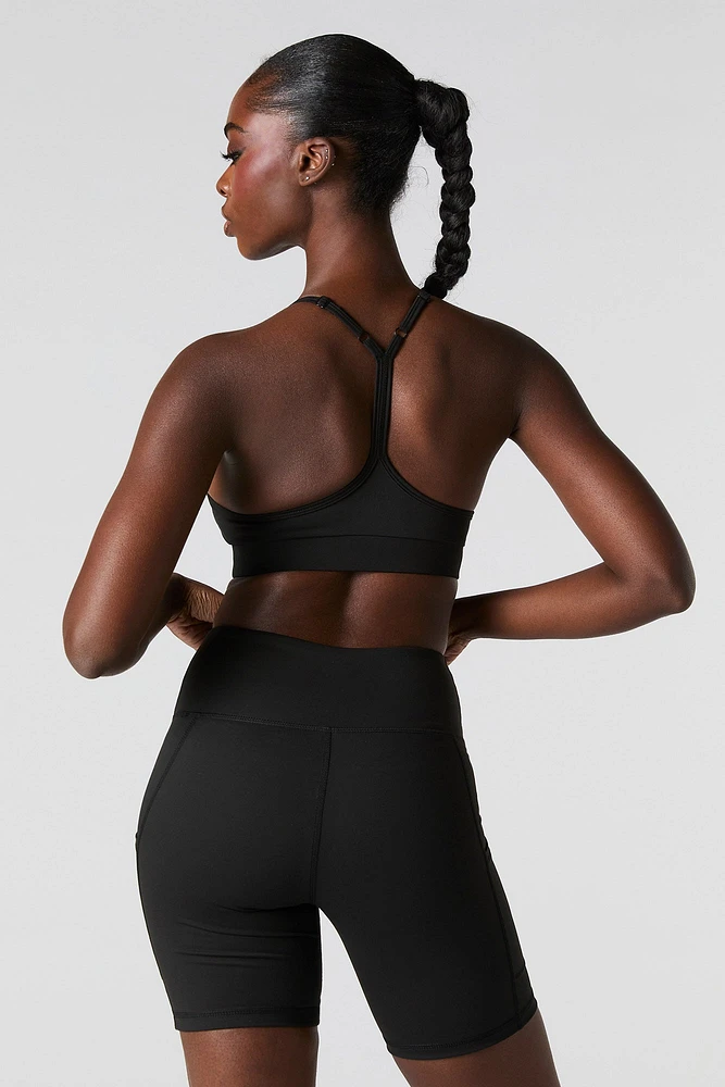 Solid Sports Bra with Built-In Cups
