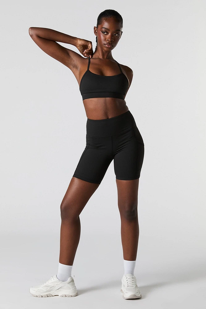 Solid Sports Bra with Built-In Cups