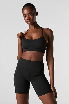 Solid Sports Bra with Built-In Cups