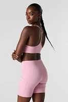Solid Sports Bra with Built-In Cups