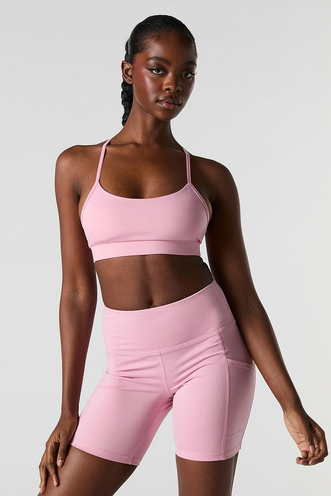Solid Sports Bra with Built-In Cups