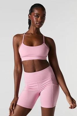 Solid Sports Bra with Built-In Cups