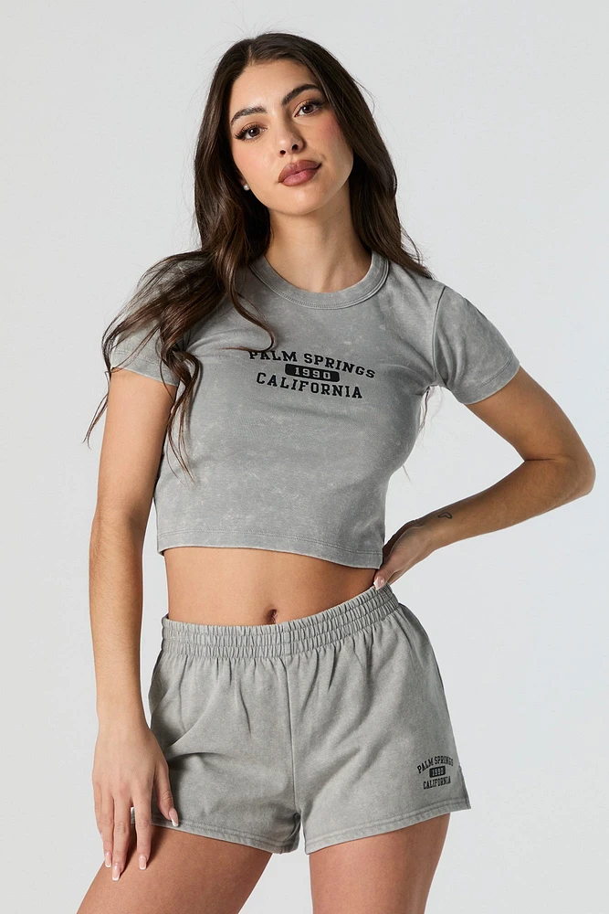 Palm Springs Graphic Washed Cropped T-Shirt