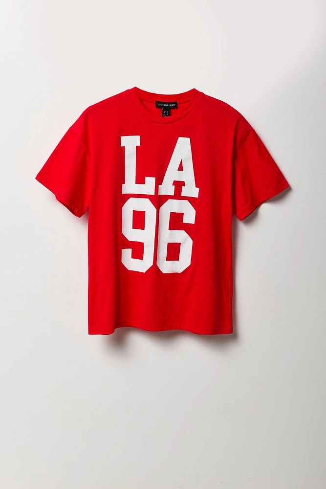 T-shirt de coupe garçonne à imprimé LA 96