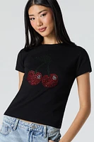 T-shirt à motif de cerises en pierres du Rhin